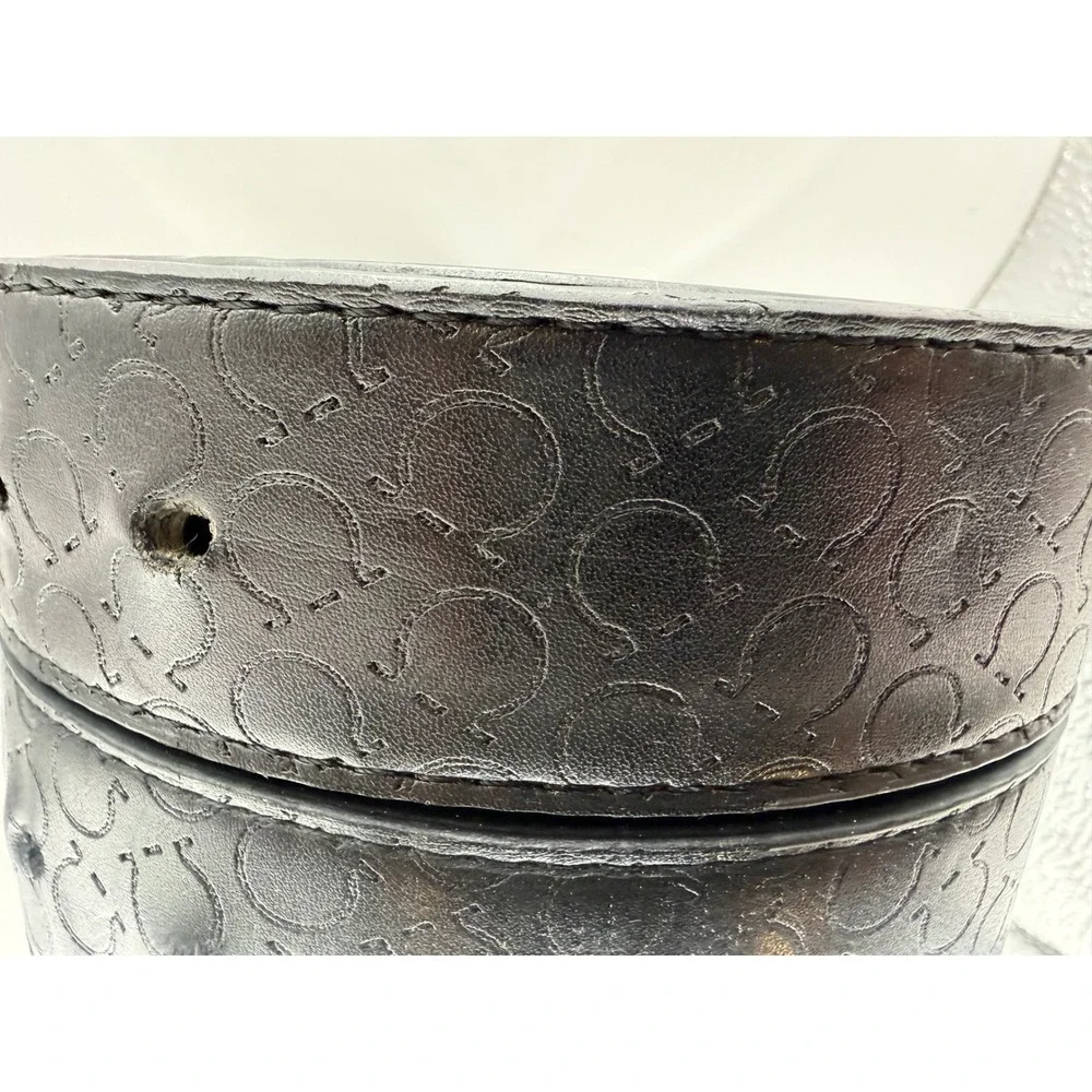 Salvatore Ferragamo Black Gancini Embossed Leather Belt Strap Size 50 125 Italy